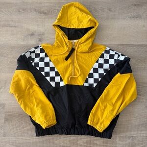Ashley by 26 International Yellow and Black Checkered windbreaker hoodie size M